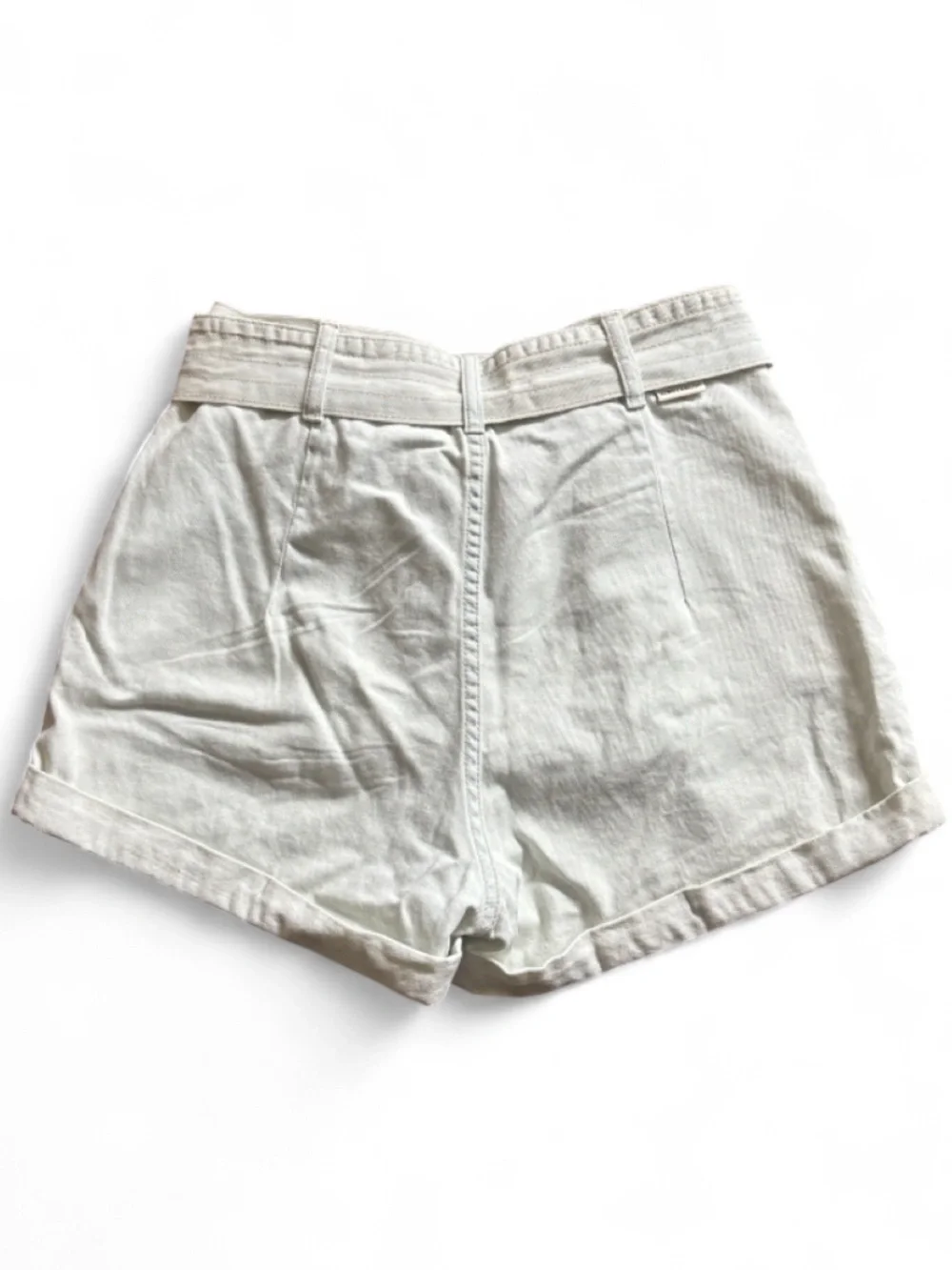 Billabong Light Wash High-Waist Denim Belted Shorts Tie Waist Cuffed Sz 28 Jorts
